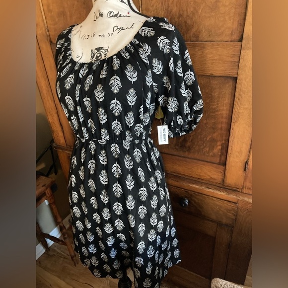 Old Navy Puff-Sleeve Printed Tie-Back Mini Swing Dress for Women size M NWT - Picture 8 of 8